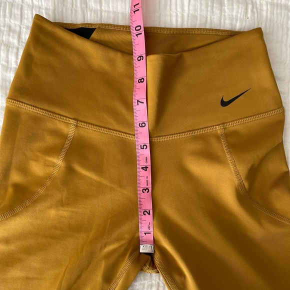 NIKE Dri-Fit High Rise Compression Leggings in Golden Mustard Black Mesh Size XS - Picture 14 of 15